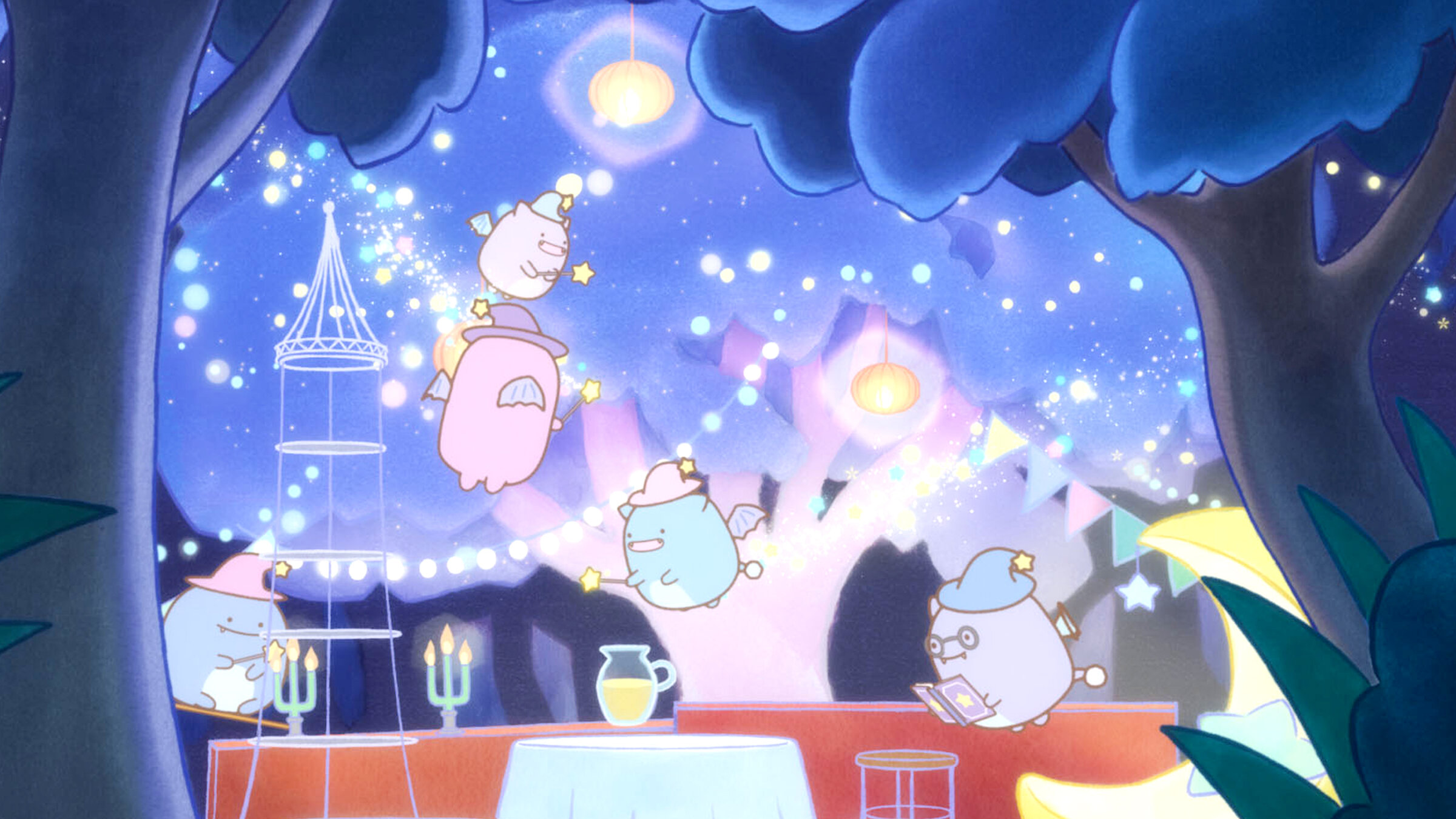 すみっコぐらし とかげメイン 青い月夜のまほうのコバッグセット 映画 すみっコぐらし 青い月夜のまほうのコ」より すみっコ達が